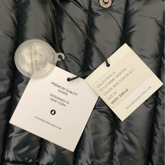 Nwt SNOWMAN NY Puffer Jacket Down Fill Faux Fur Black Long Coat Sz Medium - Picture 7 of 16